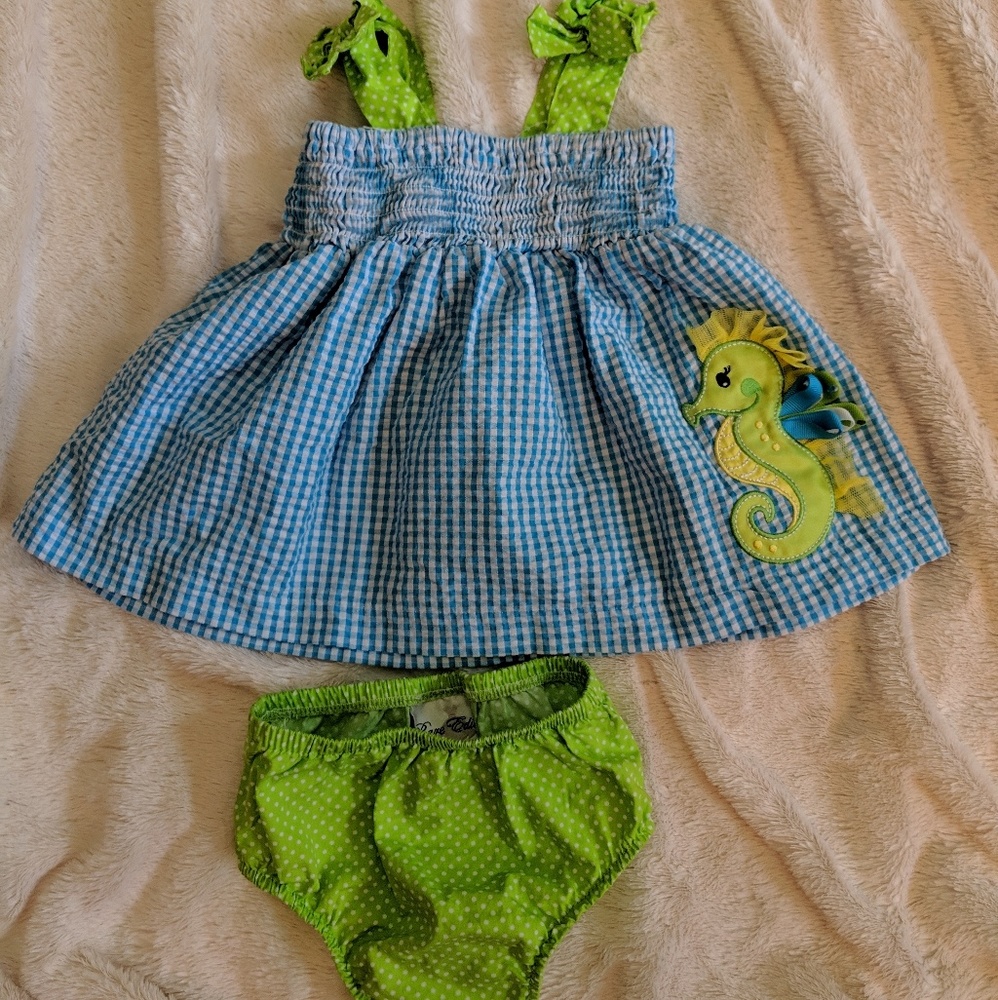 Adorable seahorse 3-6 month sun dress